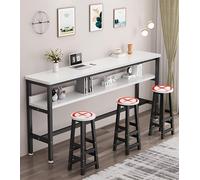 Black rettangolare Bar Table High Breakfast Bar Table for Small Spaces Metal Frame Coffee Table 100/120/140/160/180x30/40x100cm Ideal for Kitchen & Living Room