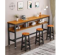 Black rettangolare Bar Table High Breakfast Pub Table for Small Spaces Metal Frame Coffee Desk 100/120/140/160/180x30/40cm Ideal for Kitchen & Living Room