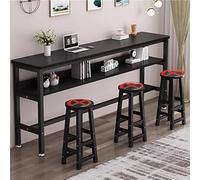 Black rettangolare Bar Table Metal Frame Coffee & Breakfast Table for Small Spaces 100/120/140/160/180x30/40cm Ideal for Kitchen Living Room Pub & Dining