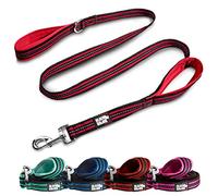 Black Rhino Guinzaglio per cani di taglia media e grande, resistente, 1,5 m, maniglie imbottite lunghe per il controllo nel traffico, riflettente, durevole e resistente alle intemperie (rosso e nero)