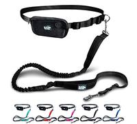 Black Rhino guinzaglio premium hands free dog per running walking jogging & trekking regolabile lunghezza maniglia a doppia bungee guinzaglio medio grandi maniglie cani imbottito (5 piedi, nero)