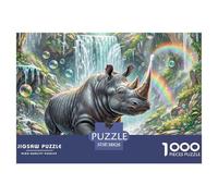 Black Rhinoceros 1000 Piece Jigsaw Puzzle For Adults Challenging Game Stress Relief Puzzle Exercise The Memory of The Brain for Men, Women, Elders, Seniors 38x26cm/1000pcs