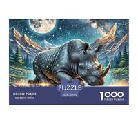 Black Rhinoceros 1000 Pieces Jigsaw Puzzles For Adults Challenging Game Stress Relieving Entertainment Exercise The Memory of The Brain for Men, Women, Elders, Seniors 70x50cm/1000pcs