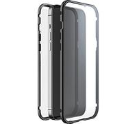 Black Rock - Custodia in vetro a 360 gradi, adatta per Apple iPhone 14 Plus, con chiusura magnetica (trasparente con cornice nera)