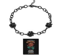 Black Rose Stands for Survival Open Bracelet, BlackRose Bracelet, I’m Strong as Fuck Inspirational Bracelets for Women, Gothic Bracelets Jewelry (Black)