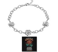Black Rose Stands for Survival Open Bracelet, BlackRose Bracelet, I’m Strong as Fuck Inspirational Bracelets for Women, Gothic Bracelets Jewelry (Silver)