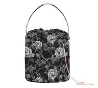 Black Roses Borsa Estetica Vintage Filato Borsa con Filato Portatile Filato Tote per Knit Crochet Crochet Viaggi
