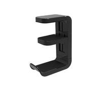 (Black) Rotatable Headsets Holder with Silicone Padding, Secure Desk Mount Rotating Headphone Stand for Gaming Headsets, White