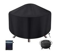 Black Round Fire Pit Cover Outdoor Fire Pit Cover Round with Drawstring Waterproof Dustproof for Round Gas Firepit Covers Fire Tables Fire Bowls Fireplace Covers (47.2in*29.5in)