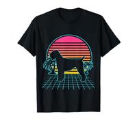 Black Russian Terrier Vintage 80s Vaporwave Aesthetic Dog Maglietta