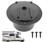 Black RV Power Cord Cover, Round Cable Pass Through Lid, Sturdy Wire Organizer with Protective Cap, RV Cord Hatch Accessory, Cable Cover with Secure Fit, Motorhome Power Cordd Tool