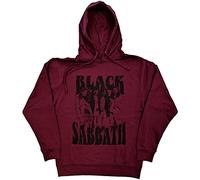 Black Sabbath Felpa con Cappuccio Band And Logo Nuovo Ufficiale Unisex Maroon Size M