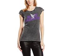Black Sabbath Logo & Daemon Acid Wash T-Shirt, Grigio (Charcoal), Medium Donna