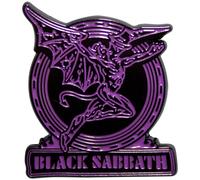 Black Sabbath Spilla in metallo Purple Text Logo & Daemon Ufficiale