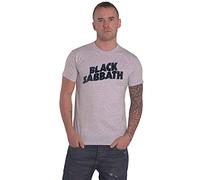 Black Sabbath T Shirt Classic Wavy Band Logo Nuovo Ufficiale Uomo Grigio Size S