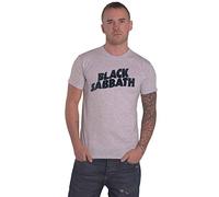 Black Sabbath T Shirt Classic Wavy Band Logo Nuovo Ufficiale Uomo Grigio Size S