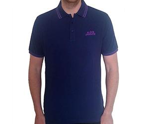 Black Sabbath Unisex Polo Shirt: Wavy Logo (Navy Blu)