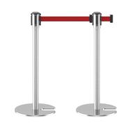 Black Safe Soluts - Set di 2 cinghie retrattili con cintura rossa da 4,9 m, per eventi, teatri, hotel, club e musei, colore: nero