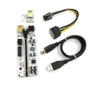 (Black) Scheda estensione PCI-E Riser 1X a 16X, cavo schermato multistrato 60cm, alimentazione SATA 15Pin 6Pin, USB 3.0, VER010-X