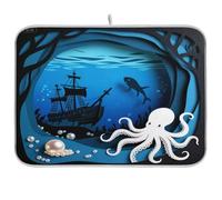Black Sea Ocean Ship tappetino da cucina accessori bancone asciugatura tappetini per piatti in microfibra tappetino per asciugare piatti tappetini per asciugare piatti grandi 18 x 24