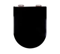 Black, sedile del gabinetto con cerniera ravvicinata lenta, sedile del water allungato con paraurti del sedile non slip, facile da installare e pulire, rilascio rapido, cerniera regolabile a 360 °,