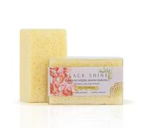 Black Shine - Saponetta esfoliante per hammam turco con infusione di spugna, scrubber per il corpo in luffa per la doccia, essenziale per il bagno, esfoliante per il corpo (rosa e olio d'oliva)