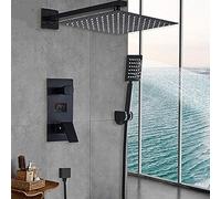 Black Shower Faucet Bath Shower Faucet System Shower Set Digital Temperature Display Shower Mixer Bathtub Tap Bathroom Faucet(8 inch Shower Set)