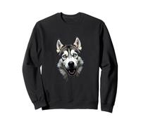 Black Siberian Husky Cane Husky Face Felpa