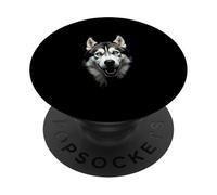 Black Siberian Husky Cane Husky Face PopSockets PopGrip Adesivo