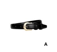(Black)Simple and versatile women's jeans small leather belt retro belt