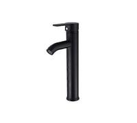 Black Single Lever Waterfall Bathroom Faucet, Square Brass Basin Mixer, High Countertop Basin Mixer Hot and Cold Water