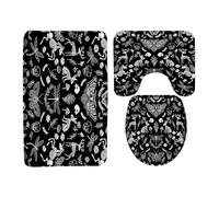 Black Skull Goth Spooky Gothic Skull Western Witchy Skeleton Bone Mystic Western Cool Moth Moon Set Di Tappetini Da Bagno 3 Pezzi, Tappetino Contorno Wc Antiscivolo Tappeto Con Profilo A U