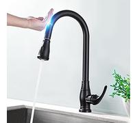 Black Smart Touch On Kitchen Faucet Sensor 360 Rotation Pull out Single Handle Mixer Tap Two Water Modes Sink Crane Hot Cold Heavy Duty