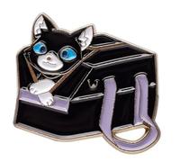 Black Smoking Cat Kitty Kitten Paws Crossed in Carrier Gym Bag Borsa Smile Sorridente Occhi Blu Carino Kawaii If I Fits I Sits 3 cm Smalto Pin Badge, 1.2 Inches wide, Smalto, Smaltato