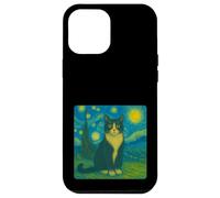 Black Smoking Cat - Notte stellata ispirata allo zoo Animal Art Custodia per iPhone 12 Pro Max