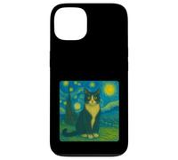 Black Smoking Cat - Notte stellata ispirata allo zoo Animal Art Custodia per iPhone 13