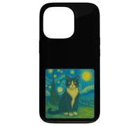 Black Smoking Cat - Notte stellata ispirata allo zoo Animal Art Custodia per iPhone 13 Pro