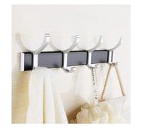 Black Space - Appendiabiti da parete in alluminio, da parete, 4-6 ganci anticati, perfetto per cucina, soggiorno, bagno, colore argento-4