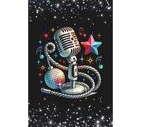 Black Sparkle Notebook with Microphone Design | 6 x 9 Lined Journal for Songwriting, Note Taking, and Creative Ideas | Stylish Gift for Music Lovers"