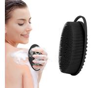 Black - Spazzola per corpo con pettine in silicone a 2 lati, per bagno e doccia
