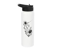 Black Spider Web Gothic Horror Blackwork Tattoo Stainless Steel Insulated Water Bottle