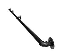 Black Staircase Handrail Metal Industrial Pipe Stair Handrail Wrought Iron Stair Railing for Outdoor & Indoor Wall Mount Support, Easy to Install Stairs Loft Porch Deck Hand Rail ( Size : 5ft )