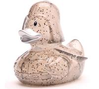 Black Star - Anatra da bagno con glitter, con portachiavi in gomma, con glitter e scintillii, intergalattico