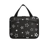 Black Star Silver Hanging Men Toiletry Bag con gancio, borsa cosmetica compatta di design per il viaggio deve palestra Bolsa para maquillaje L