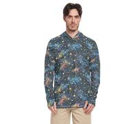 Black Starry Sky - Felpa con cappuccio da uomo con protezione solare, a maniche lunghe, leggera, protezione dai raggi UV, da spiaggia, Cielo stellato nero., L