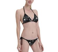 Black Stars Galaxy Bikini Donna Due Pezzi Triangolo Bikini Donna Modellante Costumi da Bagno per Low Waist Schwimmen Spiaggia