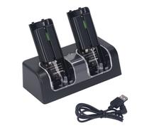 (Black) Stazione di Ricarica 4 in 1 Portatile Dual Dock Nera