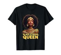 Black Strong Queen afro-American Beauty Gold Crown Power Maglietta
