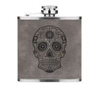 Black Sugar Candy Teschio 170ml pelle Sintetica Hip Flask Grigio Funny Tatuaggio
