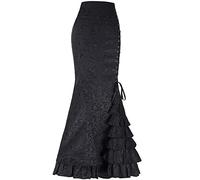 Black Sugar Gonna lunga da donna, stile retrò, gotico, Ladies vintage, stile vittoriano, vita alta, gonna lunga, Nero , L petite